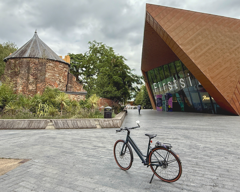 E-bike in front of Firstsite Colchester
